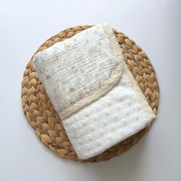 Paturica bebe din muselina si tesatura minky, Pastel